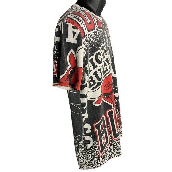 Authentic NBA Chicago Bulls T Shirt M All Over Print AOP Short Sleeve Crewneck - Picture 5 of 6